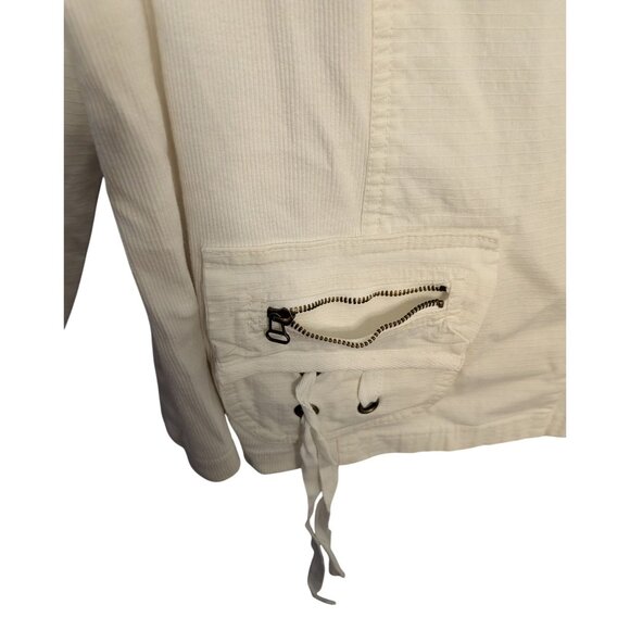 XCVI White Cotton Utility Blazer Jacket Pockets Drawstrings 2X Womens Casual - Picture 9 of 16